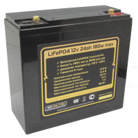 Аккумулятор LiFePO4 12v24ah 180w max пластик